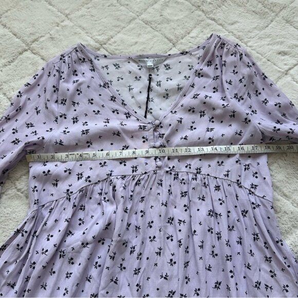 The Nines By Hatch | Lilac Purple Floral Crepe Maternity Blouse | Size Small - Picture 8 of 9
